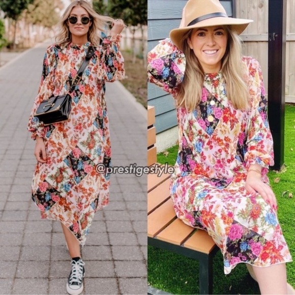 Anthropologie Shara Floral Pleated Midi Dress Size XS - Picture 5 of 15